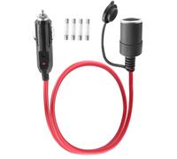 LANMINGLEL 14AWG Câble rallonge pour prise allume cigare, 12V 24V Câble d'extension allume cigare mâle à femelle avec lumière led et fusible 20A,pour pompe à pneus, compresseur d'air (0.5M)