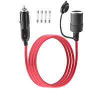LANMINGLEL 14AWG Câble rallonge pour prise allume cigare, 12V 24V Câble d'extension allume cigare mâle à femelle avec lumière led et fusible 20A,pour pompe à pneus, compresseur d'air (1M)