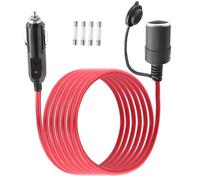 LANMINGLEL 14AWG Câble rallonge pour prise allume cigare, 12V 24V Câble d'extension allume cigare mâle à femelle avec lumière led et fusible 20A,pour pompe à pneus, compresseur d'air (2M)