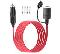 LANMINGLEL 14AWG Câble rallonge pour prise allume cigare, 12V 24V Câble d'extension allume cigare mâle à femelle avec lumière led et fusible 20A,pour pompe à pneus, compresseur d'air (1.5M)