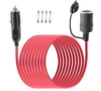 LANMINGLEL 14AWG Câble rallonge pour prise allume cigare, 12V 24V Câble d'extension allume cigare mâle à femelle avec lumière led et fusible 20A,pour pompe à pneus, compresseur d'air (3M)