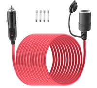 LANMINGLEL 14AWG Câble rallonge pour prise allume cigare, 12V 24V Câble d'extension allume cigare mâle à femelle avec lumière led et fusible 20A,pour pompe à pneus, compresseur d'air (4M)