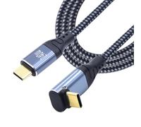 LANMINGLEL 240 W Câble USB C haute vitesse 240 W Câble de charge rapide mâle vers mâle Câble de données tressé en nylon de type C à 90 degrés pour ordinateur portable et téléphone 3,28 ft (90 angles)