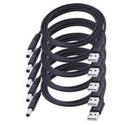 LANMINGLEL 5 pièces Cordon d'alimentation USB vers CC USB 2.0 A mâle vers DC mâle 5 V, DC USB Câble, pour lumière LED, haut-parleur, sabre laser, routeur, ventilateur et plus encore (5,5 x 2,1 mm)