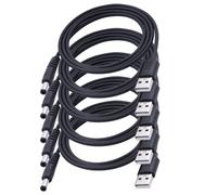 LANMINGLEL 5 pièces Cordon d'alimentation USB vers CC USB 2.0 A mâle vers DC mâle 5 V, DC USB Câble, pour lumière LED, haut-parleur, sabre laser, routeur, ventilateur et plus encore (5,5 x 2,5 mm)