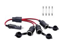 LANMINGLEL Adaptateur répartiteur allume-cigare 1 à 3 voies 12V 24V,3 voies Allume-Cigare Câble D'extension avec fusible 20 A pour onduleur de voiture,pompe à pneu, compresseur d'air (30cm)