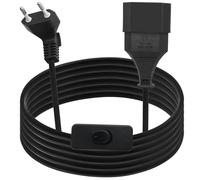 LANMINGLEL Câble d'extension Prise Euro 90 degrés avec Interrupteur, câble d'extension Prise Courte de Type C Prise Euro sur Type C Euro,2,5A 250V pour TV, Ordinateur, Moniteur, électroménager (3M)