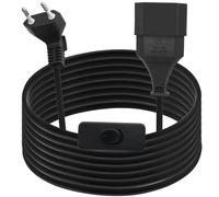 LANMINGLEL Câble d'extension Prise Euro 90 degrés avec Interrupteur, câble d'extension Prise Courte de Type C Prise Euro sur Type C Euro,2,5A 250V pour TV, Ordinateur, Moniteur, électroménager (5M)
