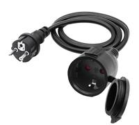 LANMINGLEL Câble D'extension Schuko Court 90 degrés, Rallonge électrique d'extérieur avec fiche Schuko, câble d'extension Schuko Noir, 3x1,5 mm² 16A 250V IP44, pour la Maison (Régulier, 1.5M)