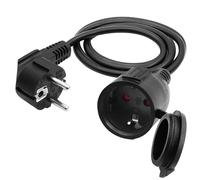 LANMINGLEL Câble D'extension Schuko Court 90 degrés, Rallonge électrique d'extérieur avec fiche Schuko, câble d'extension Schuko Noir, 3x1,5 mm² 16A 250V IP44, pour la Maison (90 degrés, 1.5M)