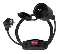 LANMINGLEL Câble d'extension Schuko Court avec Interrupteur 90 degrés,Câble d'extension extérieur avec Prise Schuko Prise,3x1,5 mm² 16A 250V IP44 pour la maison, le bureau, l'extérieur noir(90 degrés)