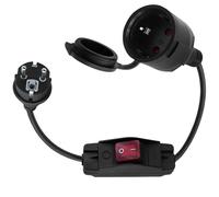 LANMINGLEL Câble d'extension Schuko Court avec Interrupteur,Câble d'extension extérieur avec Prise Schuko Prise,3x1,5 mm² 16A 250V IP44 pour la Maison, Le Bureau, l'extérieur Noir