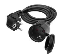 LANMINGLEL Câble D'extension Schuko Court, Rallonge électrique d'extérieur avec fiche Schuko, 3x1,5 mm² Câble d'extension Schuko, 16A 250V IP44, pour la Maison (Noir- 90 degrés, 3M)