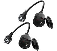 LANMINGLEL Câble D'extension Schuko Court, Rallonge électrique d'extérieur avec fiche Schuko, 3x1,5 mm² Câble d'extension Schuko, 16A 250V IP44, pour la Maison 2 pièces (Noir- Régulier, 0.3)