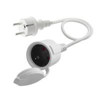 LANMINGLEL Câble D'extension Schuko Court, Rallonge électrique d'extérieur avec fiche Schuko, câble d'extension Schuko Blanc, 3x1,5 mm² 16A 250V IP44, pour la Maison (Blanc- Régulier, 0.5)