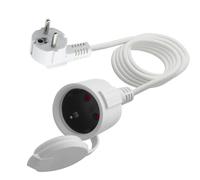 LANMINGLEL Câble D'extension Schuko Court, Rallonge électrique d'extérieur avec fiche Schuko, câble d'extension Schuko Blanc, 3x1,5 mm² 16A 250V IP44, pour la Maison (Blanc- 90 degrés, 3M)