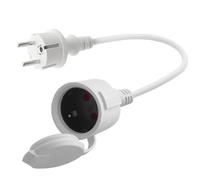 LANMINGLEL Rallonge électrique d'extérieur schuko Court, Câble d'extension Schuko Blanc, 3x1,5 mm² 16A 250V IP44, pour la Maison (Blanc- Régulier, 0.3)