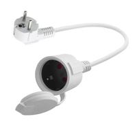 LANMINGLEL Rallonge électrique d'extérieur schuko Court, Câble d'extension Schuko Blanc, 3x1,5 mm² 16A 250V IP44, pour la Maison (Blanc- 90 degrés, 0.3)