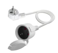 LANMINGLEL Rallonge électrique Schuko courte, blanc, 3 x 1,5 mm², 16 A, 250 V, IP44, pour la maison, le bureau, l'extérieur (blanc, 90°, 1)