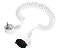 LANMINGLEL Rallonge Schuko Câble Spirale, Rallonge Spiralée à Contact de Protection, Câble d'extension Schuko, 3x1,0 mm² 5A 230V IP44, pour la Maison, Le Bureau, l'extérieur (Blanc- 90 degrés, 3M)