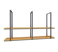 Lanmmraifc Étagère de Rangement Moderne à 2 Niveaux, étagères suspendues industrielles avec Panneau en Bois Massif et Cadre en Fer forgé, étagères flottantes pour décorations(90x30x80cm)