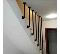 Lanmmraifc Rampe de Main Courante de Type L pour marches d'escalier, Garde-Corps en Tube Rond pour intérieur extérieur, Rampe de sécurité en Fer forgé en métal Noir, 1 pièce (Size : 90cm)