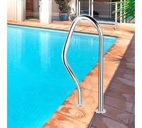Lanmmraifc Rampe de sécurité en Acier Inoxydable pour Piscine, terrasse, intérieur et extérieur, Rampe d'escalier à 3 Coudes pour Jardin, arrière-Cour et Parcs Aquatiques - Kit Complet