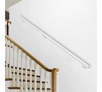 Lanmmraifc Rampe d'escalier de 1 m, 2,5 m, 3,6 m, 4 m, 6 m, en Tube de Fer Industriel galvanisé Blanc, pour Couloir intérieur et extérieur, kit de Barre d'appui de sécurité(180cm)