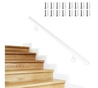 Lanmmraifc Rampe d'escalier en Fer forgé Blanc de 30 à 600 cm, Rampe d'escalier Murale, Barre d'appui antidérapante - Kit Complet(330cm)