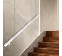 Lanmmraifc Rampe d'escalier en Fer galvanisé Blanc, kit de Support de Rampe d'escalier de 1 m, 1,8 m, 2 m, 2,4 m, 3 m, 6 m, pour Montage Mural intérieur et extérieur, Barre d'appui de sécurité(400cm)