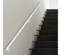 Lanmmraifc Rampe d'escalier en métal Blanc de 1, 2, 3, 4, 5 ou 6 mètres, Tube Rond, poignée de sécurité antidérapante pour intérieur et extérieur(210cm)