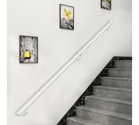Lanmmraifc Rampe d'escalier en métal galvanisé pour escaliers de 1, 2, 3, 4, 5 ou 6 mètres, balustres muraux pour escaliers extérieurs, rampes pour Grenier, Couloir, Tige de Support (Blanc)(600cm)