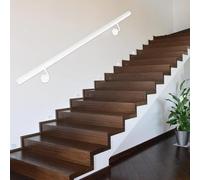 Lanmmraifc Rampe d'escalier intérieure/extérieure, Rampe d'escalier Murale avec Barres métalliques, kit de Barre d'appui de sécurité antidérapante en Fer galvanisé Blanc(450cm)