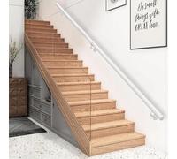 Lanmmraifc Rampe d'escalier Moderne en métal, Rampe d'escalier Murale, Tube Rond antidérapant, poignée de sécurité pour intérieur et extérieur, Blanc(420cm)