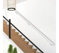 Lanmmraifc Rampe d'escalier Murale en Tube de Fer galvanisé Blanc Industriel, Rampe d'escalier pour marches intérieures et extérieures, Tige de Support de sécurité antidérapante(300cm)
