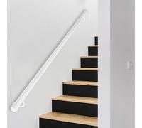 Lanmmraifc Rampe d'escalier Murale pour intérieur et extérieur, 1 m, 1,5 m, 2 m, 2,5 m, 3 m, Tube Rond en Fer forgé, Barre d'appui de sécurité antidérapante (Blanc)(400cm)