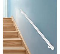 Lanmmraifc Rampe d'escalier Murale, Rampe d'escalier Industrielle en métal Blanc pour marches intérieures et extérieures, kit de Barre d'appui de sécurité antidérapante(210cm)