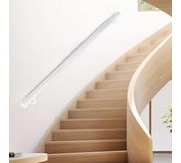 Lanmmraifc Rampe d'escalier Ronde en Fer galvanisé Moderne pour Montage Mural, kit de Barre d'appui de sécurité pour escalier intérieur et extérieur, Blanc(330cm)