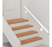Lanmmraifc Rampes d'escalier murales - Kit Complet. Rampes d'escalier Blanches pour intérieur et extérieur, Fixation Murale en métal, Barre d'appui antidérapante.(390cm)