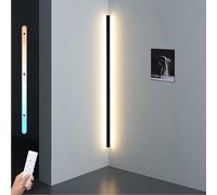 LANMOU Applique Murale Intérieure Longue, LED Appliques Murales d’angle 80CM Moderne Noir, 3 Tons & Dimmable avec Télécommande, 18W 1440LM, Éclairage Mural Salon/Chambre/Couloir/Escalier