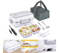 LANMOU Lunch Box Chauffante 1.5L, Lunch Box Isotherme Lunch Box Enfant Électrique Boîte Chauffante Repas Lunch Box Chauffante Électrique Avec Une Cuillère Fourchue