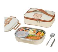 LANMOU Lunch Box Isotherme 1.5L - Bento Micro-Ondable Avec Compartiments pour Repas Chaud - Boîte Repas Inox pour Enfant et Adulte - Sac Isotherme Inclus (5 Grilles)