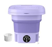 LANMOU Machine à Laver Portable Mini Lave-linge Pliable 8L avec Panier D'égouttage, Laveuse Automatique à Désinfection pour Sous-vêtements, Chaussettes, Vêtements de Bébé, Voyage, Camping, Violet