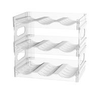 LANMOU Range Bouteille Frigo Empilable Vertical Porte Support Vin Eau 12 Bouteilles Plastique pour Armoire Réfrigérateur Comptoir Cuisine Garde Manger (3 étages)