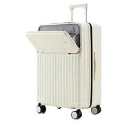 LANMOU Valise Cabine ABS+PC Rigide Extensible avec 4 roulettes 360 Doubles Et Serrure TSA 34x21x53cm Résistante À La Pression (Blanc,20 Pouces)