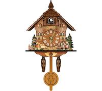 LANNADD Horloge murale à coucou, horloge à coucou européenne de style Forêt-Noire Horloge murale moderne avec chant du coucou Fonctionnement à piles, pour chambre à coucher, bureau, véranda, chambre