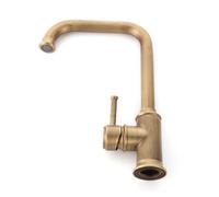 LANNADD Robinet de cuisine rétro pivotant à 360° - Mitigeur d'évier monocommande - Robinet de lavabo en laiton antique - Doré