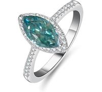 l'anneau, Bague en moissanite for femme, taille marquise, argent sterling S925, diamant de laboratoire(Green,7)