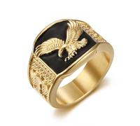 l'anneau, Bijoux patriotiques américains for motards/western, cadeau for vétéran/papa, symbole de liberté(Gold,Q)