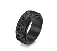 l'anneau, Bracelet en acier titane à motif multi-yeux, style vintage mystique, bijou EDC rotatif, tailles US 6 14(Black,S)
